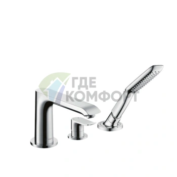 Смеситель для ванны Hansgrohe Metris с ручным душем, хром (31190000) - фото 1