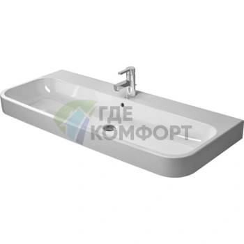 Раковина Duravit Happy D2 для мебели, 1200x505 мм, белая, с 3 отверстиями под смеситель и хромированной заглушкой для перелива (2318120030) - фото 1