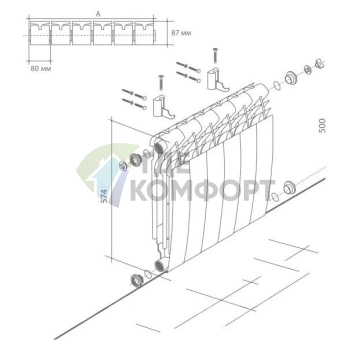 Радиатор биметаллический Royal Thermo BiLiner 500 Silver Satin 8 секций-серебристый - фото 3