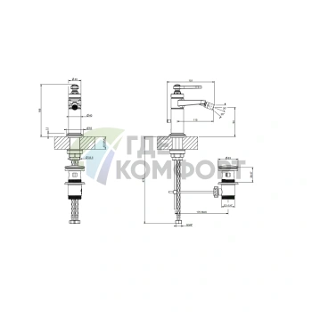 Смеситель для биде GESSI VENTI20: однорычажный, с донным клапаном, цвет Brass PVD (65007#710) - фото 2