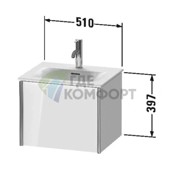 Тумба подвесная Duravit XViu белая глянцевая 510x420x397 мм с выдвижным отделением (XV40310B222) - фото 2