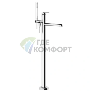 Напольный смеситель для ванны Gessi Ingranaggio с выносным изливом в хроме (63528#031) - фото 1