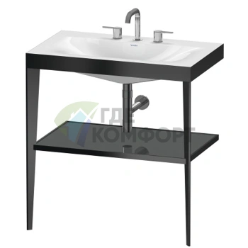 Напольная консоль Duravit XViu с раковиной и полкой, 850x800x480 мм, цвет black matt/flannel grey high gloss lacquer (XV4715TB289) - фото 1