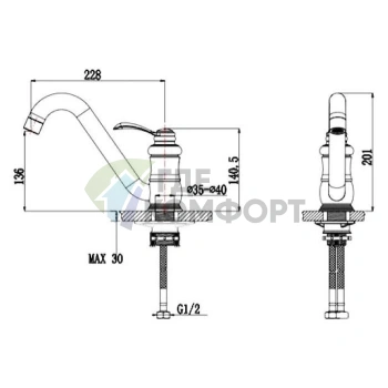 Смеситель для кухни Timo Anett 2503 FN Antique в ретро-стиле - фото 4