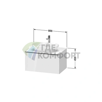 Тумбочка подвесная Duravit D-Neo с 1 ящиком, 459×800×550 мм, белый высокоглянцевый (DE494702222) - фото 2