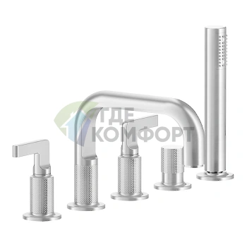GESSI INCISO Смеситель для ванны с изливом, переключателем и ручным душем в комплекте, хром (58040#031) - фото 1