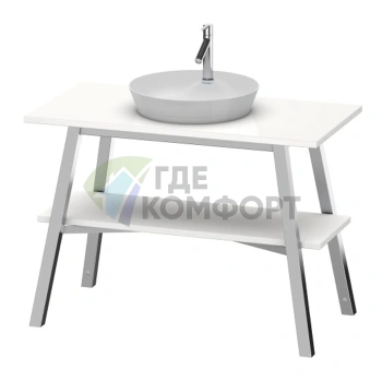 Консоль напольная Duravit Cape Cod деревянная с полкой 825x1120x570 мм, белый глянцевый (CC953208585) - фото 1