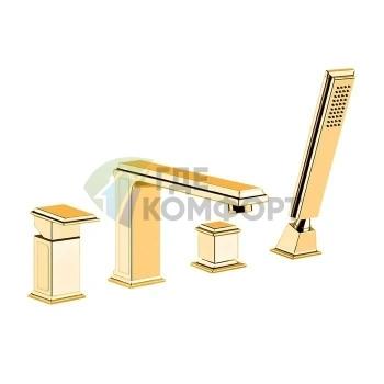 Gessi Eleganza Смеситель для Ванны с Переключателем и Ручным Душем в Золотом Цвете (46037#080) - фото 1