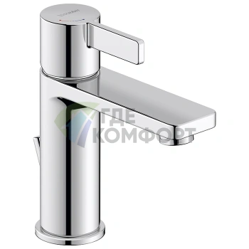 Смеситель Duravit D-Neo для раковины однорычажный, хром, с донным клапаном и EcoStart (DE1021001010) - фото 1