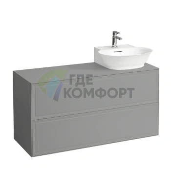 Подвесная тумба Laufen New Classic 1180 мм с раковиной справа, 2 ящика, серый цвет (4.0608.8.085.627.1) - фото 1