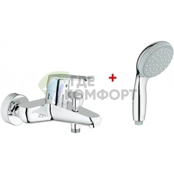 Комплект Grohe: смеситель Eurodisc Cosmopolitan и душевая лейка Tempesta New - фото 1