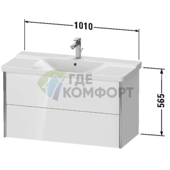 Тумба подвесная Duravit XViu 565x1010x469мм для раковины, 2 ящика, цвет walnut dark/черный матовый (XV41170B221) - фото 2