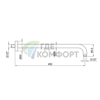 Кронштейн для верхнего душа Fantini AF/21 45 см Matt Gun Metal PVD (81 P5 8059) - фото 2