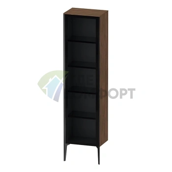 Шкаф подвесной Duravit XViu со стеклянной дверью и полками 1770x500x360 мм, цвет walnut dark/черный матовый (XV1376LB221) - фото 1
