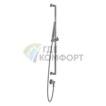 GESSI INCISO Душевая стойка со шлангом 1,5 м и лейкой в отделке Finox Brushed Nickel (58142#149) - фото 1