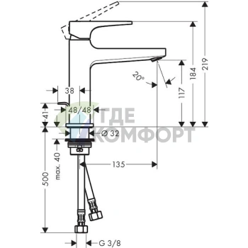 Стильный смеситель Hansgrohe Metropol 74506000 для раковины - фото 2