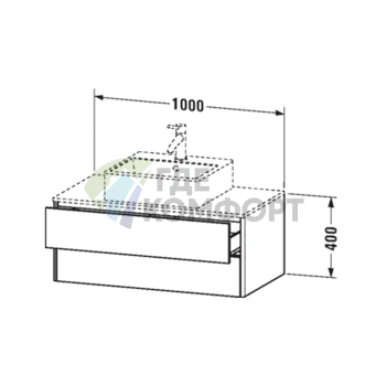 База подвесная Duravit XSquare 1000 мм с двумя выдвижными ящиками в цвете базальт матовый (XS491104343) - фото 2