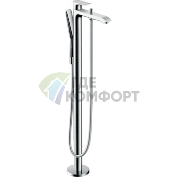 Напольный смеситель для ванны Hansgrohe Metris с вакуумным переключателем и ручным душем (31471000) - фото 1