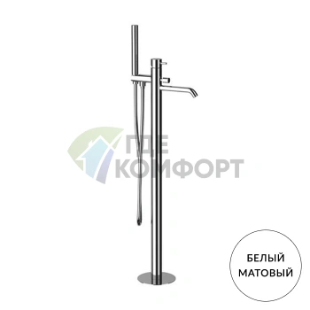 Напольный смеситель для ванны Kerasan Nolita с ручной лейкой, белый матовый (923030 Bianco matt) - фото 1