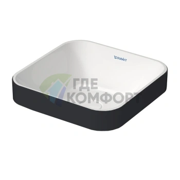 Раковина Duravit Happy D2 Plus квадратная 400 мм без перелива с керамическим выпуском цвет Anthracite matt-белый (2359406100) - фото 1