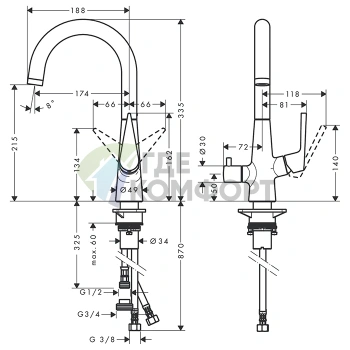 Кухонный смеситель Hansgrohe Talis S M51 однорычажный с поворотным изливом, хром (72811000) - фото 2