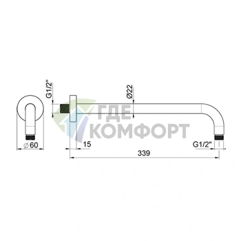 Круглый настенный кронштейн Almar ROUND 339 мм, хромированная латунь (E021118.CR) - фото 2