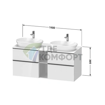 Подвесная тумба Duravit D-Neo Black Oak, 644x1400x550 мм, 2 ящика (DE4970R1616) - фото 2