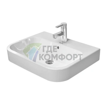 Раковина DURAVIT Happy D2 65x46 см, белая, шлифованная, с креплением и отверстием под смеситель (2315600000) - фото 1