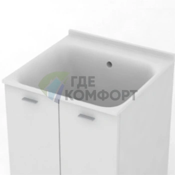 Раковина KERASAN Aquadom 60x60 см белая для постирочной (без смесителя и сифона) (029401*0) - фото 1