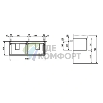 Подвесная тумба LAUFEN PRO S с системой хранения, 826x450x390 мм, белая матовая (4.8357.2.096.463.1) - фото 2