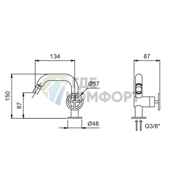 Смеситель для биде Fantini Fontane Bianche с донным клапаном, цвет Matt Gun Metal PVD (47 P5 P008W) - фото 2