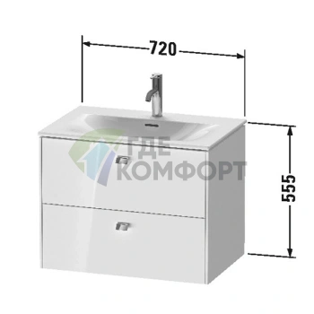 Тумба подвесная под раковину Duravit Brioso с двумя ящиками, цвет White High Gloss (BR431102222) - фото 2
