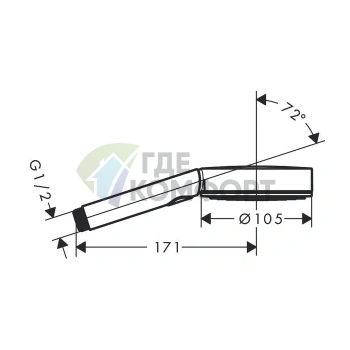 Ручной душ Hansgrohe Pulsify 105 3jet Activation, матовый черный (24100670) - фото 2