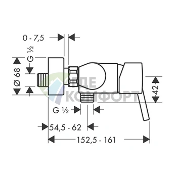 Настенный смеситель для душа Hansgrohe Talis S на 1 источник, хром (32620000) - фото 2