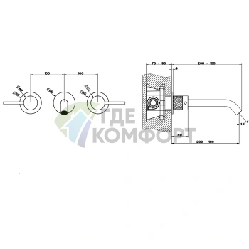 Встраиваемый смеситель GESSI 316 с изливом 200-180 мм, цвет сталь браш (54194#239) - фото 2
