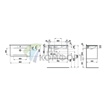 Комплект мебели с раковиной Slim LAUFEN Palace 80 см, 2 ящика, белый глянцевый, подвесной (8.6070.5.261.104.1) - фото 2