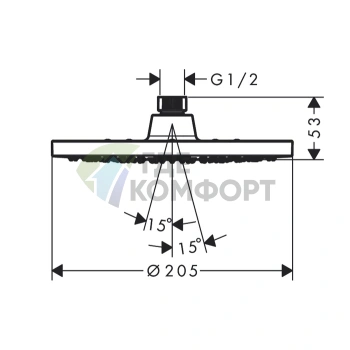Верхний душ HG Vernis Blend d200 мм EcoSmart, черный матовый (26277670) - фото 2