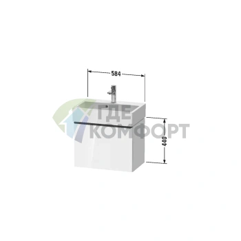 Тумбочка подвесная Duravit D-Neo компактная белая высокоглянцевая 440x584x372 с ящиком (DE422902222) - фото 2