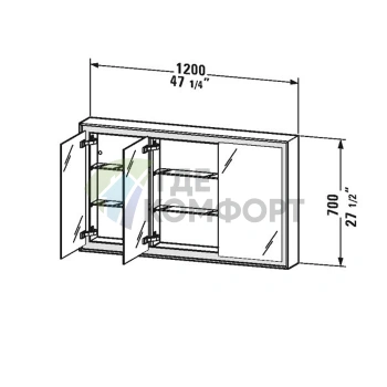 Зеркальный шкаф Duravit L-Cube 120 см с подсветкой и диммером (LC755300000) - фото 2