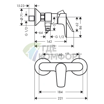 Настенный смеситель для душа Hansgrohe Talis E матовый белый (71760700) - фото 2