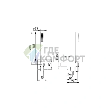 Душевой набор Fantini AK/25 Matt Gun Metal: стильное решение для вашей ванной (86 P5 8116) - фото 2