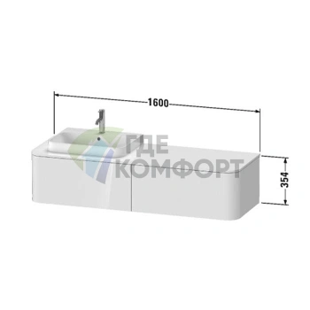 Подвесная тумба Duravit Happy D.2 Plus: 2 ящика, белый глянец, 1600 мм (HP4944R2222) - фото 2