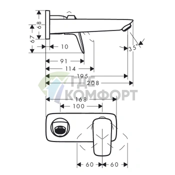 Смеситель для раковины Hansgrohe Logis накладной, хром (71220000) - фото 2