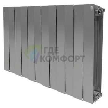 Радиатор биметаллический Royal Thermo Piano Forte 500 Silver Satin 12 секций-серебристый - фото 1