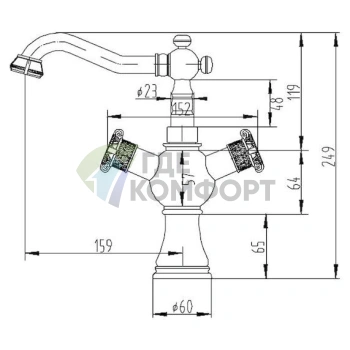 Смеситель Zorg Antic A 3008U-BR для раковины: бронзовый настенный с изливом - фото 2