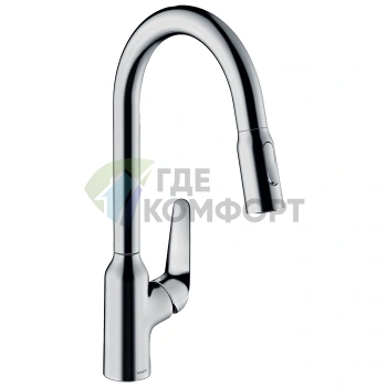 Кухонный смеситель Hansgrohe Focus M42 с вытяжным душем и поворотным изливом, хром (71820000) - фото 1