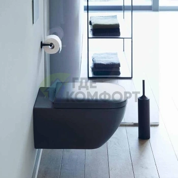 Унитаз подвесной Duravit Happy D.2 rimless с системой крепления Durafix, 365x540 мм, цвет антрацит матовый (22220989001) - фото 1