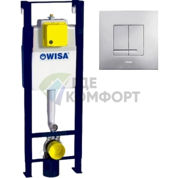 Система инсталляции для унитазов Wisa XS WC Front Basic Cr с кнопкой XS Delos DF матовый хром