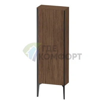 Шкаф подвесной Duravit XViu 1330x500x240 мм, 1 дверь, 3 стеклянные полки, цвет walnut dark/черный матовый (XV1316LB221) - фото 1