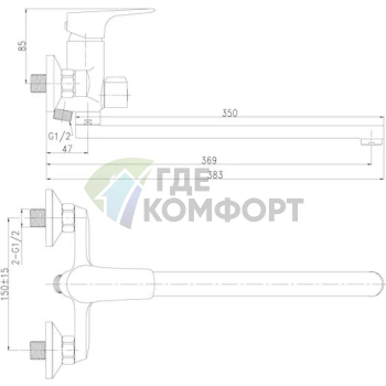 Стильный универсальный смеситель Rossinka RS31-32 для кухни - фото 2